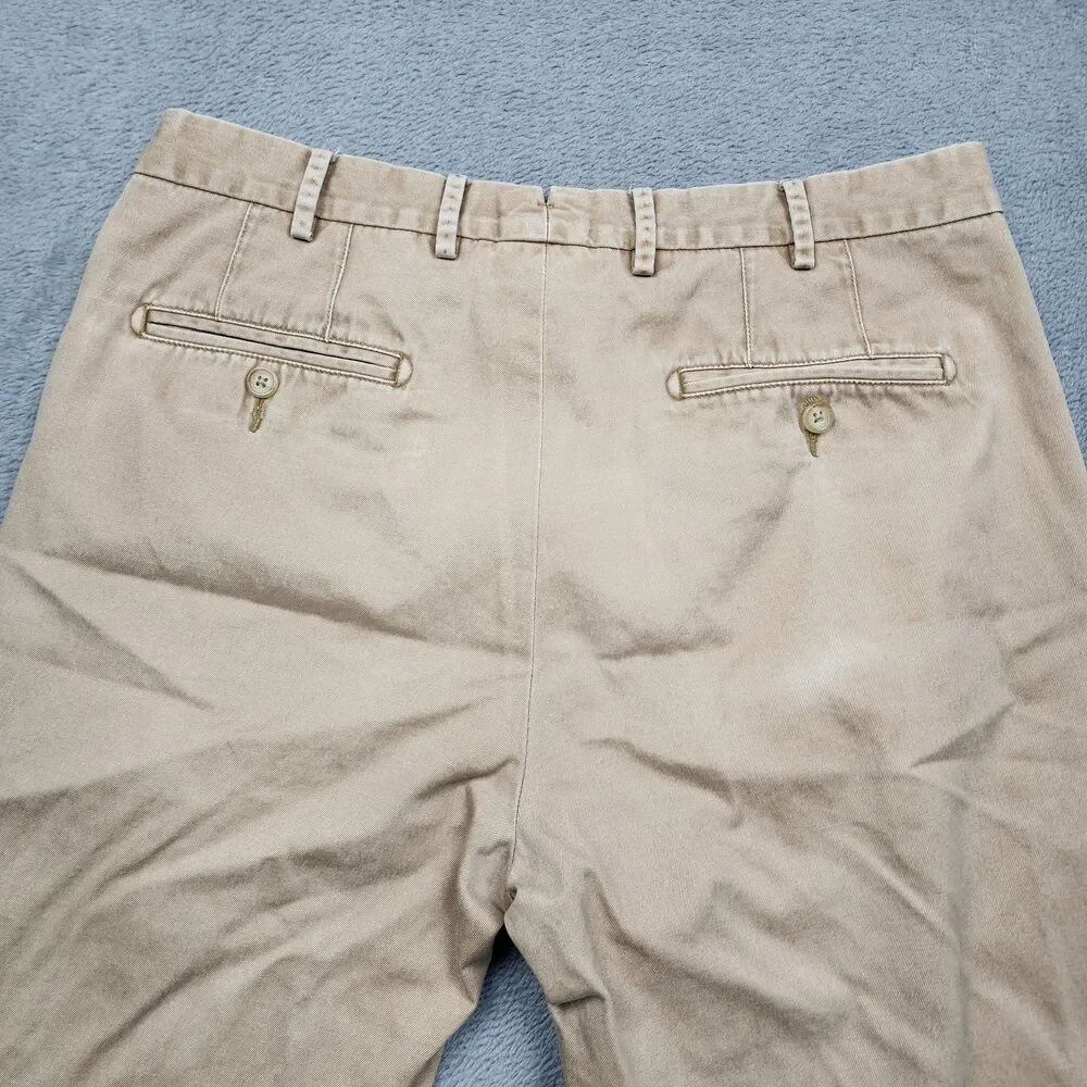 Peter Millar Mens Pima Cotton Pants Tan Flat Front Straight Leg Size 33 Chinos